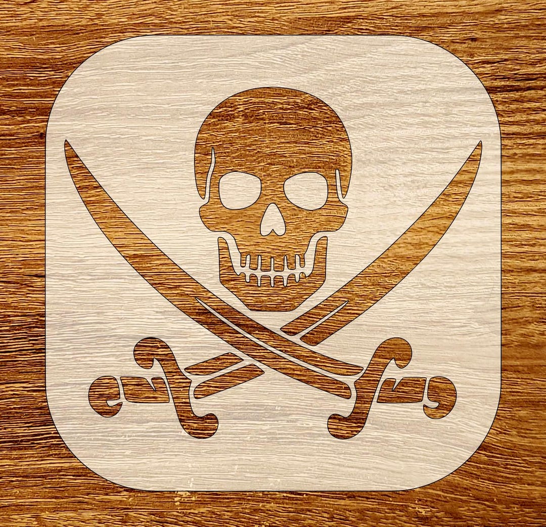 Pirate Skull and Crossed Swords Stencil, Digital Download, SVG, DXF ...