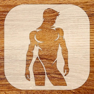 Muscular Male Silhouette Stencil, Digital Download, STL, DXF, Svg Files