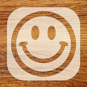 Smiley-stencil, digitale download, SVG, DXF, Stl, png, pdf-bestanden