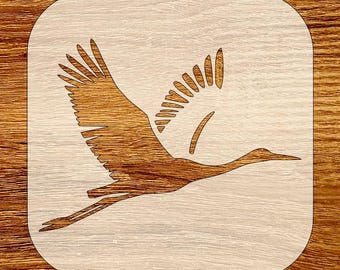 Fliegender Kranich Schablone, Digitaler Download, SVG, DXF, Stl, Png, Pdf-Dateien
