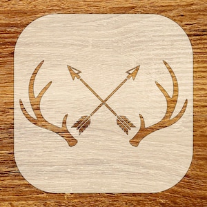 Plantilla de flecha rústica con astas de ciervo, descarga digital, archivos SVG, DXF, STL, PNG y PDF.