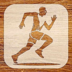 Plantilla de atleta corriendo, descarga digital (archivos SVG, DXF, STL, PNG y PDF)