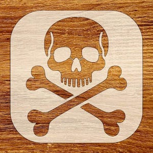 Skull and Crossbones Stencil, Reusable DIY Craft Stencil, Digital Download, STL, DXF, Svg Files