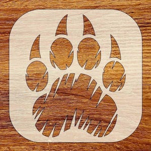 Stencil impronta di zampa d&#39;orso, stencil fai da te riutilizzabile, download digitale, file STL, DXF, SVG