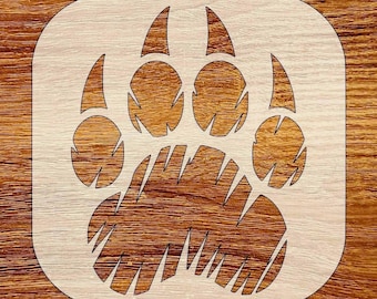 Plantilla de huella de oso, descarga digital, archivos SVG, DXF, STL, PNG y PDF