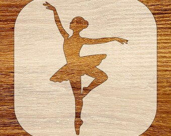 Ballerina Stencil, Attitude Pose, Digital Download, SVG, DXF, Stl, Png, Pdf Files