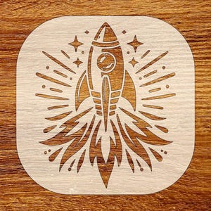 Plantilla de cohete, descarga digital, archivos SVG, DXF, STL, PNG y PDF