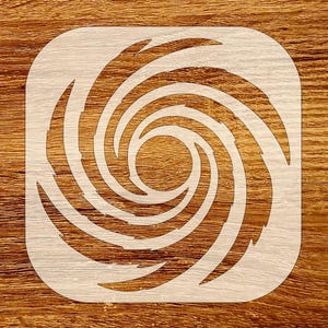 Virvlande virvelstencil, digital nedladdning, SVG, DXF, STL, PNG, PDF-filer