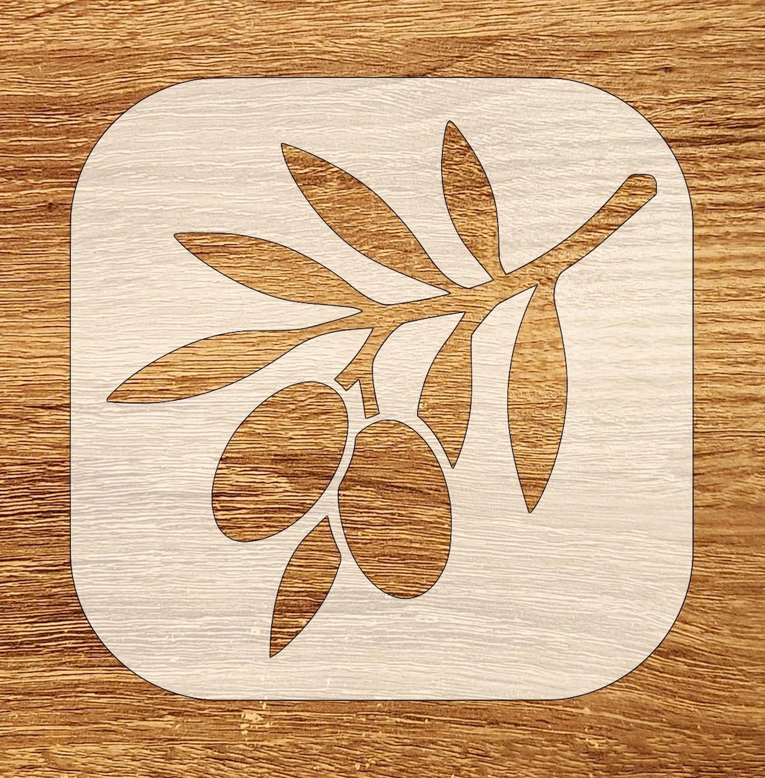 Olive Branch Silhouette Stencil, Farmhouse Kitchen Wall Art, Reusable ...