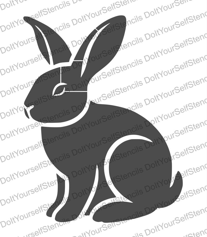 Spring Rabbit Stencil, Reusable DIY Craft Stencil, Digital Download ...
