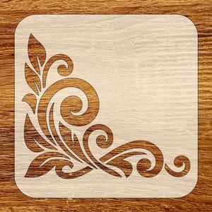 Utsmyckad blomhörnschablon, digital nedladdning, SVG, DXF, STL, PNG, PDF-filer