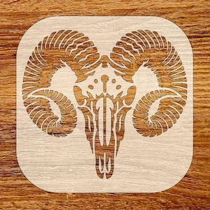 Ram schedel stencil, digitale download, SVG, DXF, Stl, png, pdf-bestanden