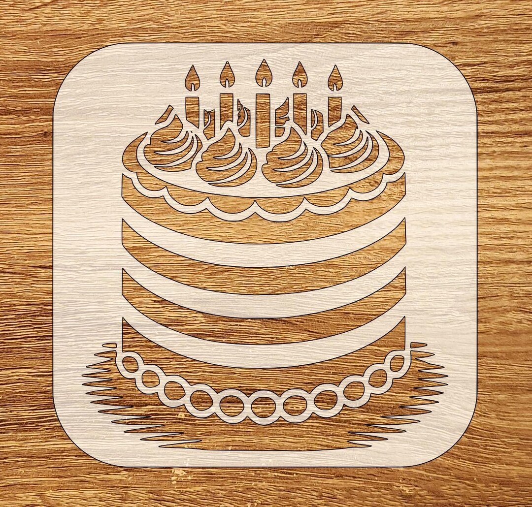 Birthday Cake Stencil, Celebration DIY Stencil, Digital Download, STL
