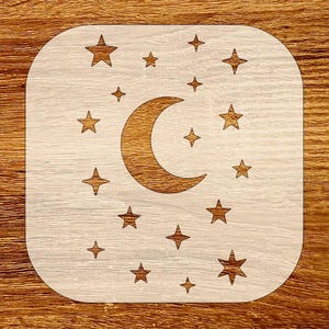 Crescent Moon and Stars Stencil, Reusable DIY Craft Stencil, Digital Download, SVG, DXF, Stl, Png, Pdf Files