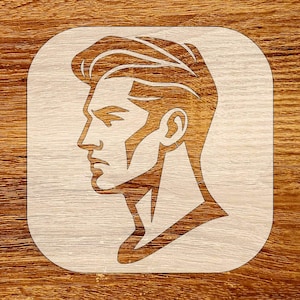 Art Deco Icon Stencil, Handsome Man Silhouette, Reusable DIY Craft Stencil, Digital Download, SVG, DXF, Stl, Png, Pdf Files