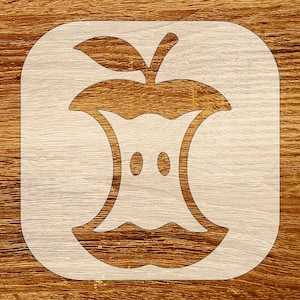 Apple Core Silhouette Stencil, Kitchen Wall Art, Reusable DIY Craft Stencil, Digital Download SVG, DXF, Stl, Png, Pdf Files