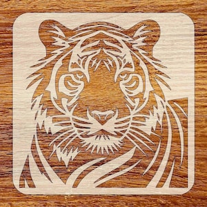 Tiger Stencil, Reusable DIY Craft Stencil, Digital Download, STL, DXF, Svg Files