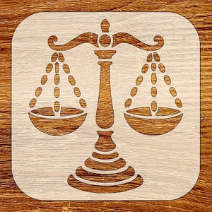 Scales of Justice Stencil, Digital Download, SVG, DXF, Stl, Png, Pdf Files