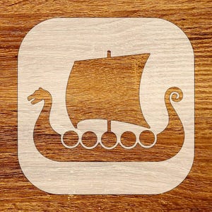Plantilla de barco vikingo, descarga digital (archivos SVG, DXF, STL, PNG y PDF)