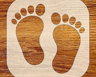 Stencil con impronte di piedini di neonato, download digitale, file SVG, DXF, STL, PNG, PDF
