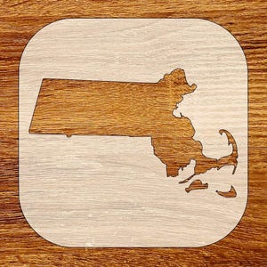 Massachusetts State Silhouette Schablone, Wiederverwendbare DIY Craft Stencil, digitaler Download, SVG, DXF, Stl, Png, Pdf-Dateien
