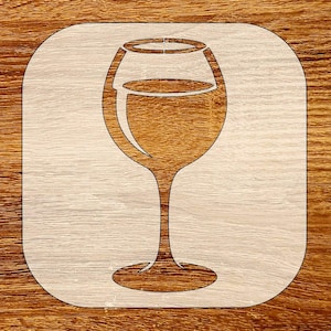 Wine Glass Stencil, Reusable DIY Craft Stencil, Digital Download, STL, DXF, Svg Files