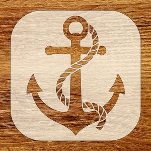 Molde de âncora com corda, download digital, arquivos SVG, DXF, STL, PNG e PDF