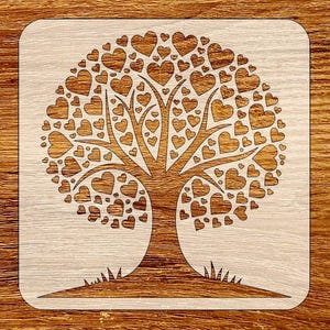 Plantilla de árbol de corazón, plantilla de árbol romántico del amor, plantilla reutilizable para manualidades, descarga digital, archivos STL, DXF y SVG