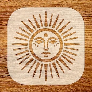 Plantilla de cara de sol celestial, descarga digital (archivos SVG, DXF, STL, PNG y PDF)