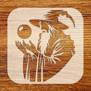 Zauberer mit Kugel Schablone, Digitaler Download, SVG, DXF, Stl, Png, Pdf Datei