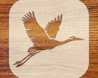 Fliegender Kranich Schablone, Digitaler Download, SVG, DXF, Stl, Png, Pdf-Dateien