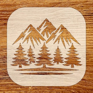 Mountains and Pines Stencil, Reusable Landscape DIY Craft Stencil, Digital Download, SVG, DXF, Stl, Png, Pdf Files