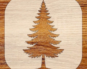Pochoir arbre pin à feuilles persistantes, téléchargement numérique, SVG, DXF, Stl, Png, fichiers Pdf