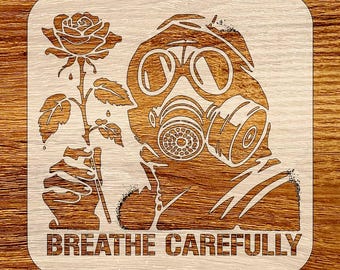 Gas Mask Rose Stencil, Digital Download, SVG, DXF, Stl, Png, Pdf Files