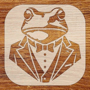 Gentleman Frog Stencil, Reusable DIY Craft Stencil, Digital Download, STL, DXF, Svg Files