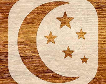 Plantilla de luna creciente y estrellas, descarga digital (archivos SVG, DXF, STL, PNG y PDF)