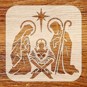 Nativity Scene Stencil, Reusable DIY Craft Stencil, Digital Download, STL, DXF, Svg Files