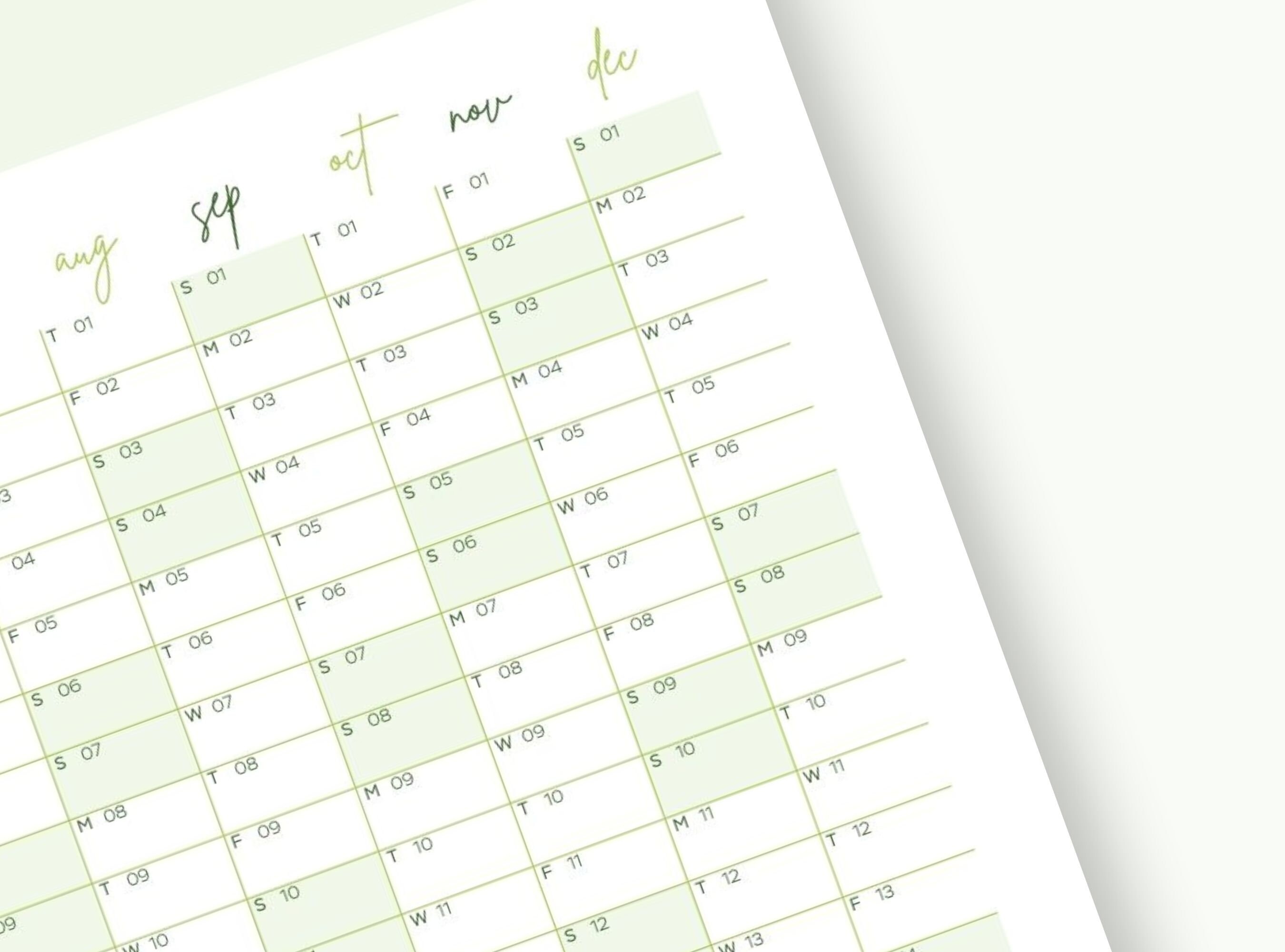 PRINTABLE 2024 YEAR PLANNER Year at a Glance Wall Calendar Playful ...
