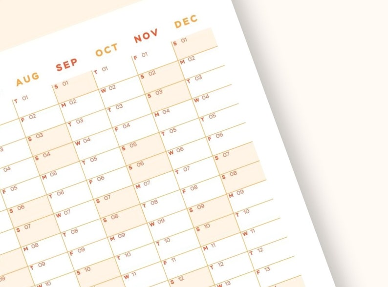 PRINTABLE 2024 YEAR PLANNER Year at a Glance Wall Calendar Bold Design ...