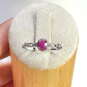 Natural Ruby July Birthstone Oval Gemstone Silver Plated Adjustable Ring Delicate Promise Ring Minimalist Jewelry Gift for Her