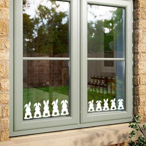 12er Set Fenstersticker Osterhase, Fensterbild Osterhase, rückstandslos, selbstklebend (M, L und XL)