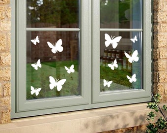 Set of 12 Butterflies: Enchanting Static Cling Vinyl Decals for Windows