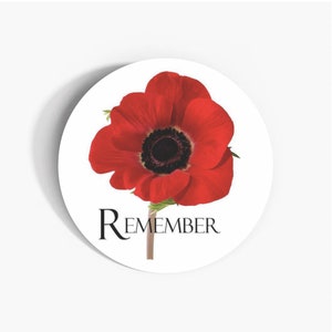 Rote Mohnblume Papieretiketten, 37mm Selbstklebende Papieraufkleber, Gedenktag, Multipack, Schreibwaren, Handwerk Dekoretiketten