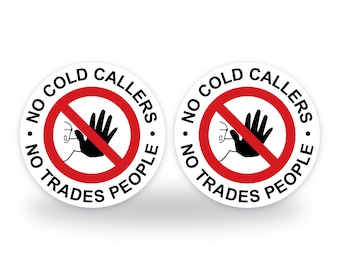 No Cold Callers Sticker: Waterproof Door/Window Sign (95mm)