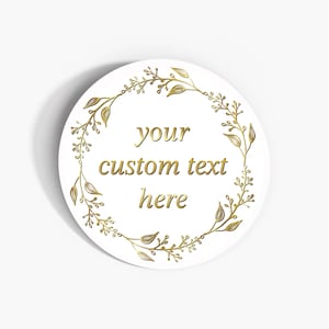 Custom Gold Vintage Paper Labels, 37mm Antique Design Kraft or White Stickers, Business Packaging Labels