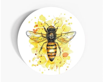 Honeycomb Bee Paper Stickers: Craft Decor Labels (37mm)