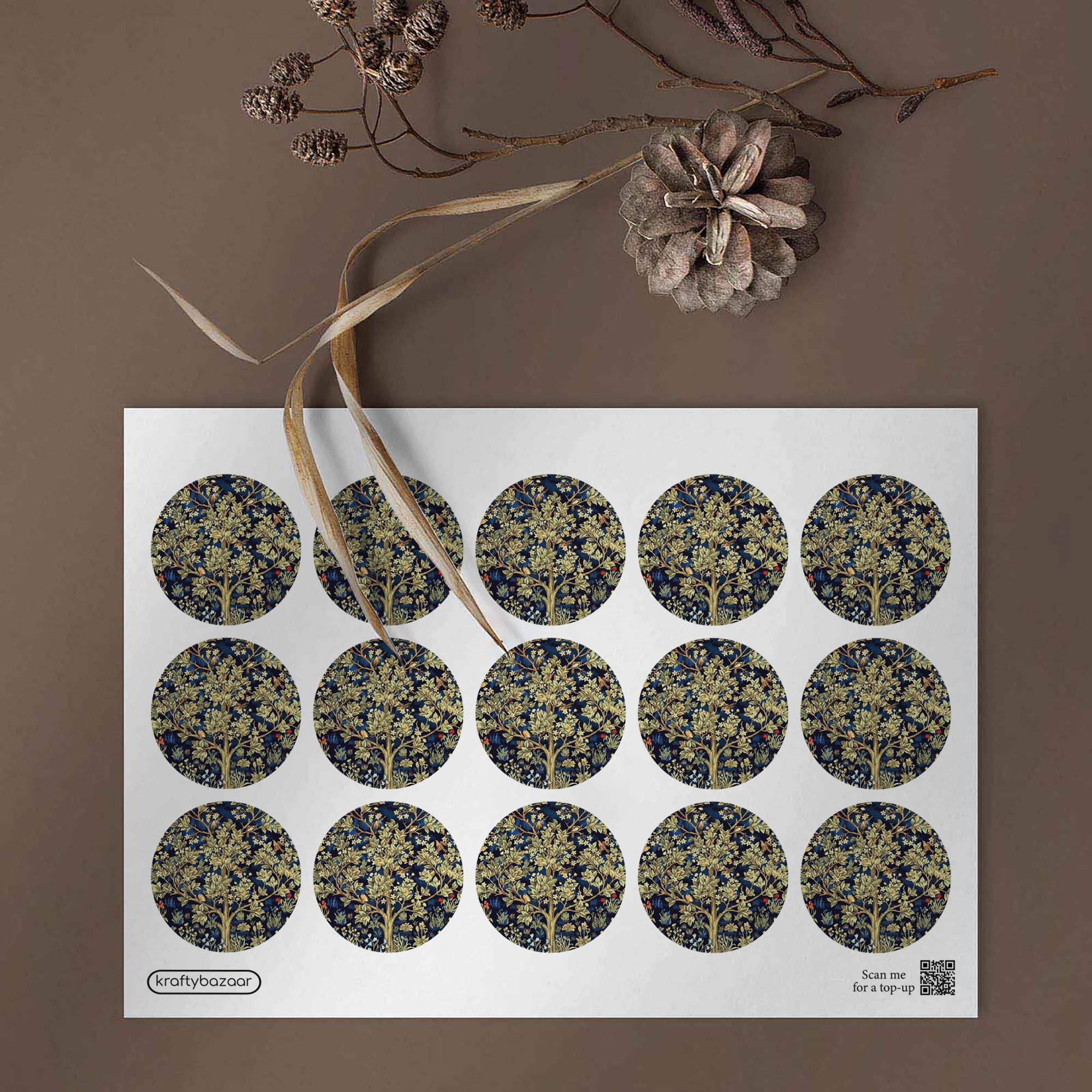 William Labes William Morris Tree of Life Paper Labels, 37mm Self-adhesive Wallpaper ...