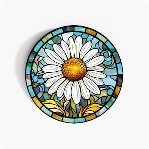Glasmalerei Gänseblümchen: 37mm Selbstklebende Papier-Sticker - Multipack Stationery Craft Decor Decor Labels