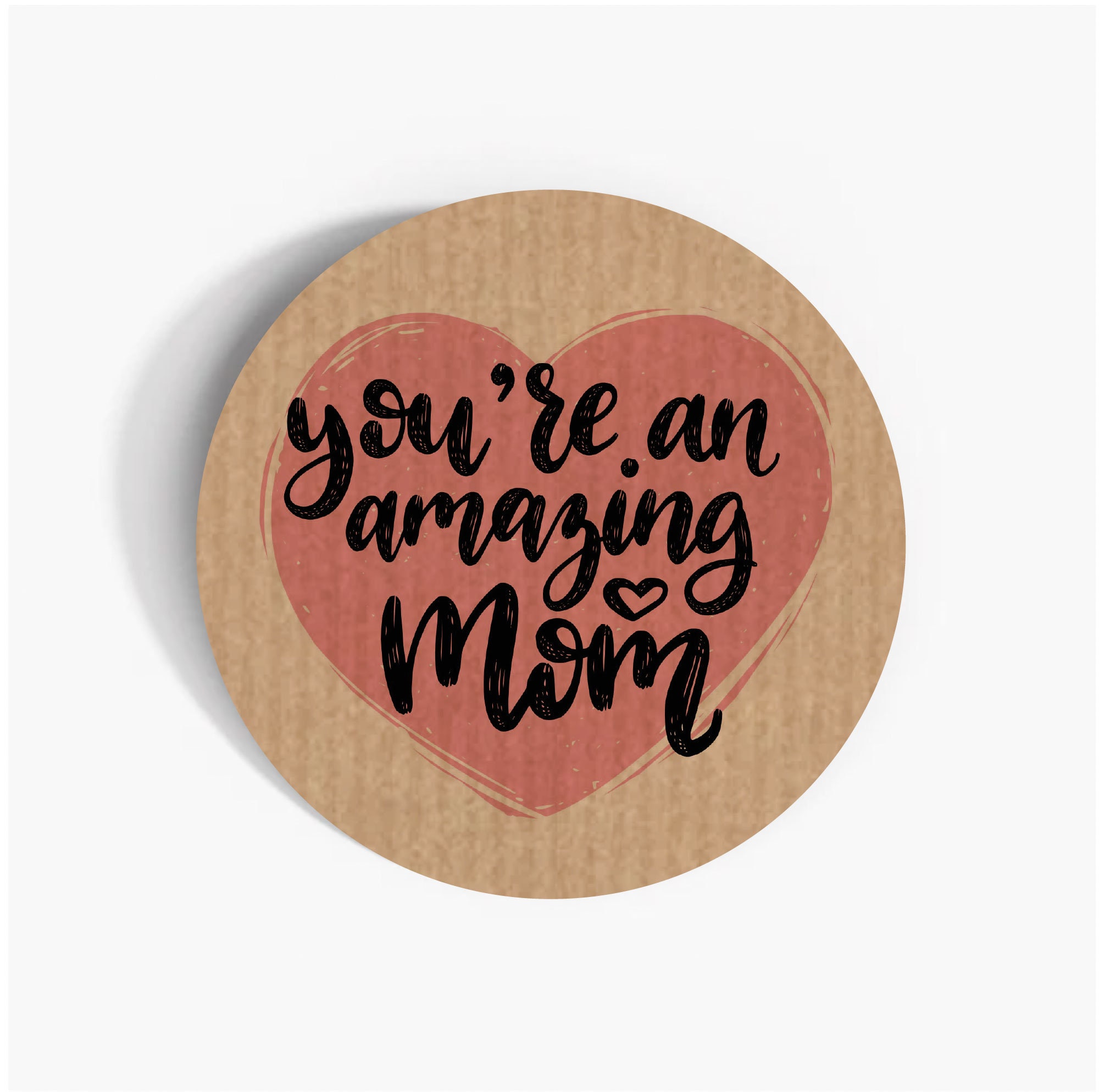 Amazing Mother Pink Heart Paper Labels, 37mm Self-adhesive Paper ...