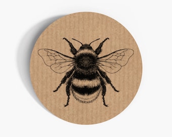 Bee Paper Labels, 37mm Self-adhesive Paper Stickers, Multipack Stationery Craft Decor Labels